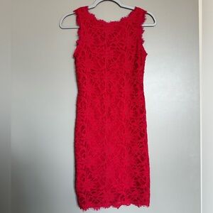 Red Lace V-back Dress